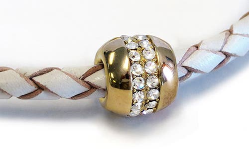 Shop Liza Schwartz Good Karma Leather Bracelet In Gold/white