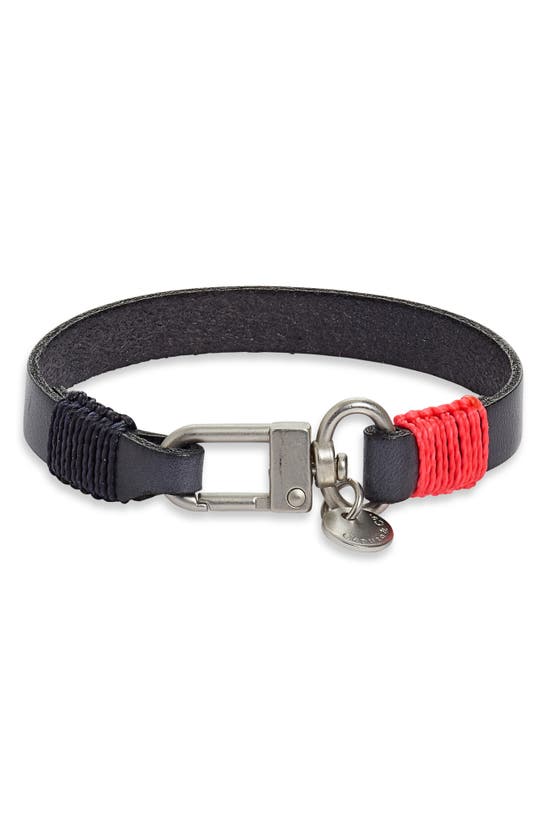 Caputo & Co Leather Clip Bracelet In Navy