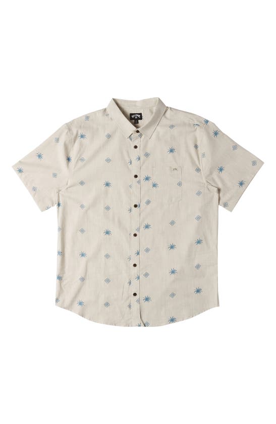 Shop Billabong Kids' Sundays Cotton Button-up Shirt In Cream
