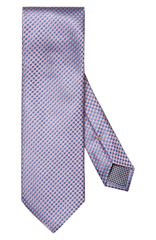 Shop Eton Geometric Silk Tie In Medium Pink