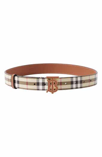 Burberry Belt With Logo In Vcheck / L Gold