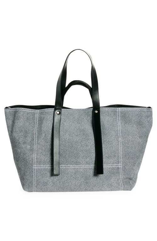 Shop Off-white Large Day Off Crosta Trompe L'oeil Denim Effect Leather Tote In Black - White