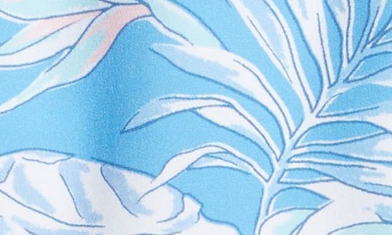 Shop Vintage Summer Kids' Tropical Print Volley Swim Trunks In Blue