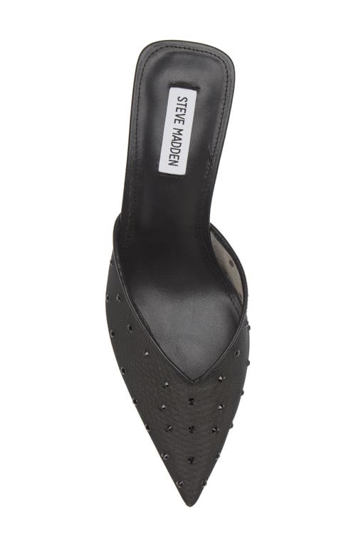 Shop Steve Madden Mod Crystal Embellished Mesh Pointy Toe Mule In Black