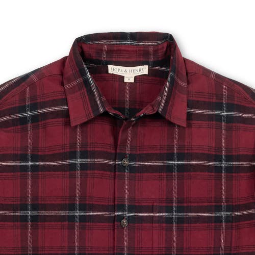 Hope & Henry Brushed Flannel Button Down Shirt In Oxblood City Plaid