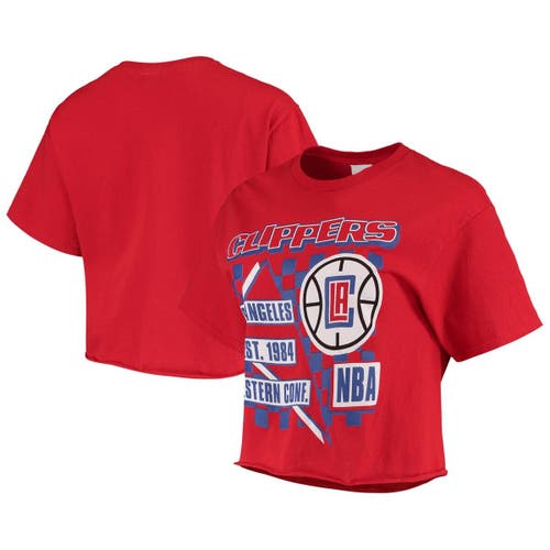 Women's Junk Food Red LA Clippers Hometown Crop Top T-Shirt
