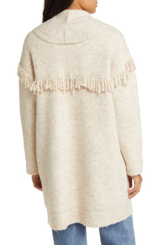 Wit & Wisdom Fringe Yoke Cardigan In Heather Oatmeal