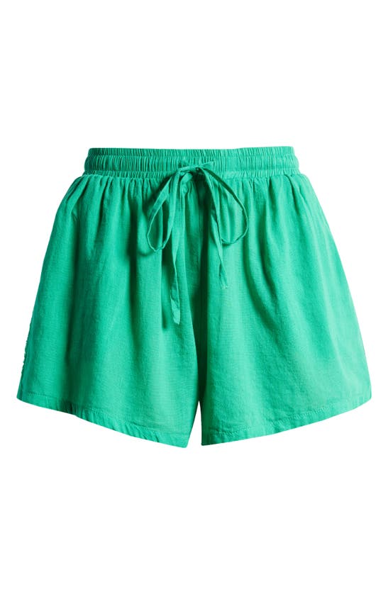 Shop Elan Cotton Cover-up Shorts In Green Bright