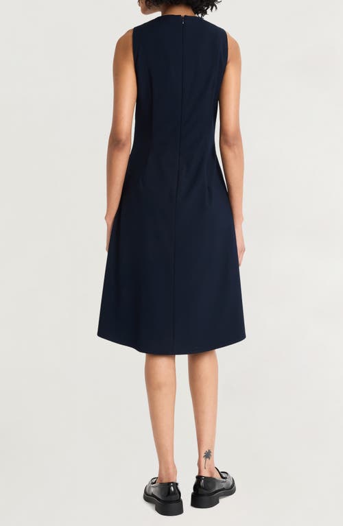 Shop Luxely Sleeveless Fit & Flare Dress In Navy