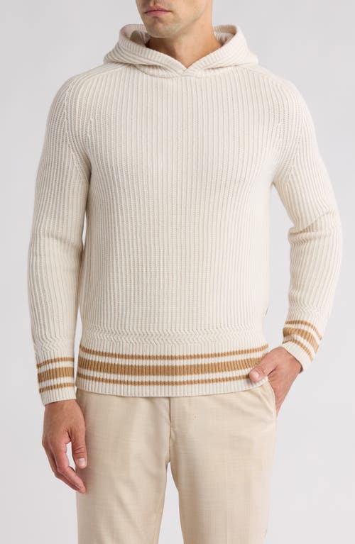 Shop Hugo Boss Boss Lampione Virgin Wool Hooded Sweater In Open White