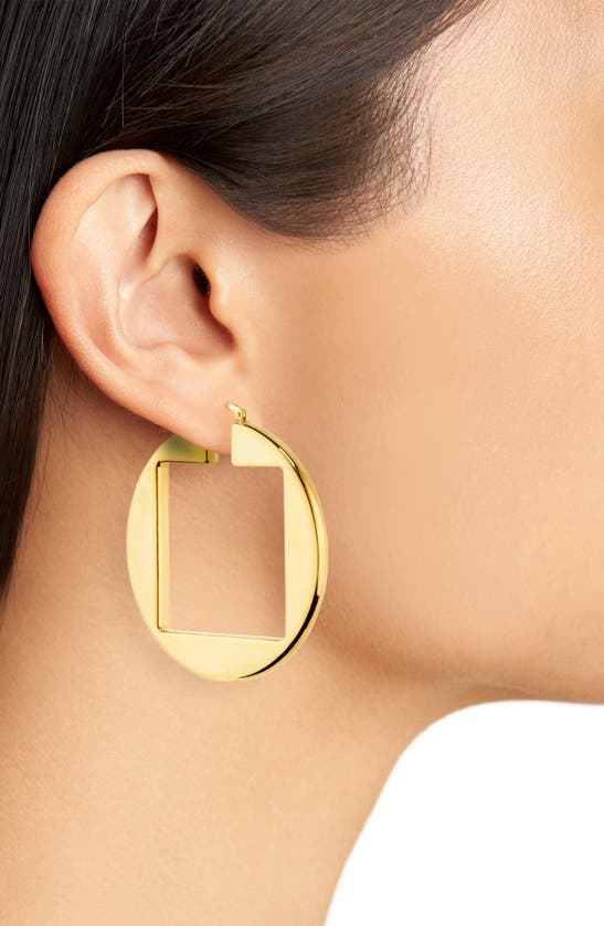 Jacquemus Les Creoles Rond Carré Misamatched Earrings In Light Gold 270