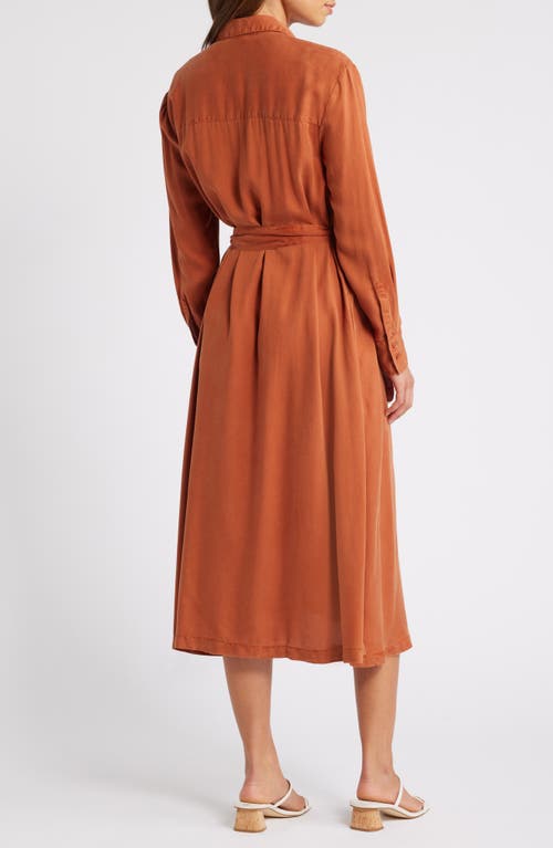 Shop Caslonr Caslon(r) Long Sleeve Midi Shirtdress In Rust Gingersnap