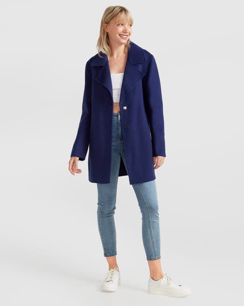 Shop Belle & Bloom Ex-boyfriend Wool Blend Oversized Jacket In Midnight Blue