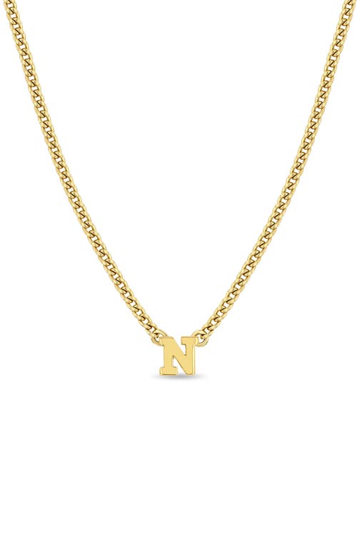 Zoë Chicco Curb Chain Initial Pendant Necklace in Yellow Gold-N at Nordstrom, Size 16