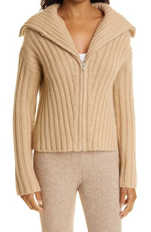 Vince Wool & Cashmere Zip-Up Sweater in Chamois
