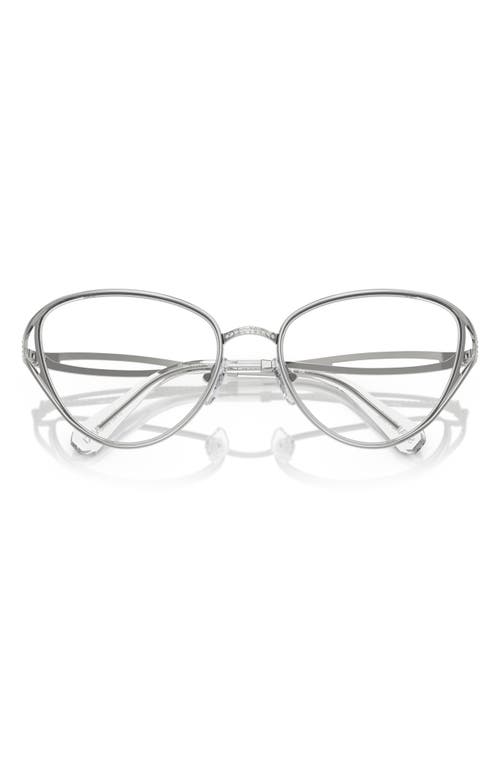 Swarovski 57mm Cat Eye Optical Glasses In Silver