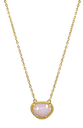 Adornia Fine 14k Yellow Gold Plated Sterling Silver Birthstone Pendant Necklace In Gold - Opal - October