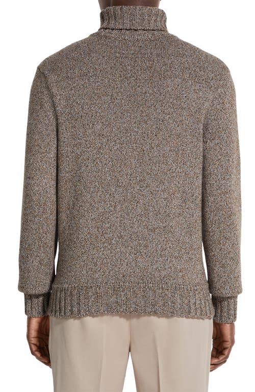 Shop Zegna Oasi Cashmere Mélange Turtleneck Sweater In Dark Foliage