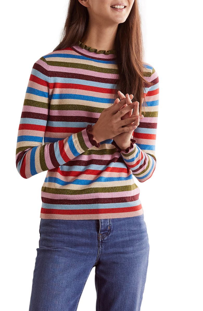 BODEN Lara Sparkle Stripe Sweater, Main, color, SPARKLE MULTI STRIPE