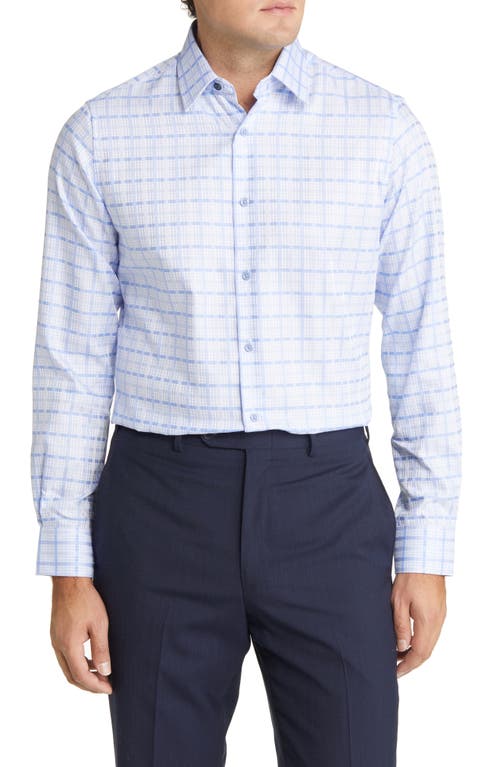 Men's Tailored Fit Plaid Dress Shirt in Blue