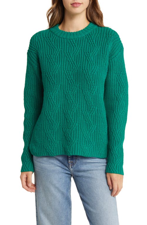caslon(r) Rib Cable Mock Neck Sweater in Green Ultra