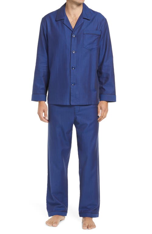 Herringbone Cotton Pajamas in True Blue