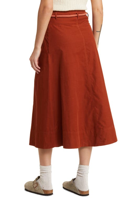 The Great The Field Cotton Corduroy Midi Skirt In Strawberry Jam