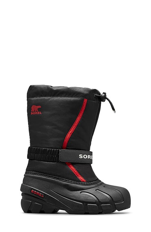 Shop Sorel Kids' Flurry Waterproof Snow Boot In Black/bright Red