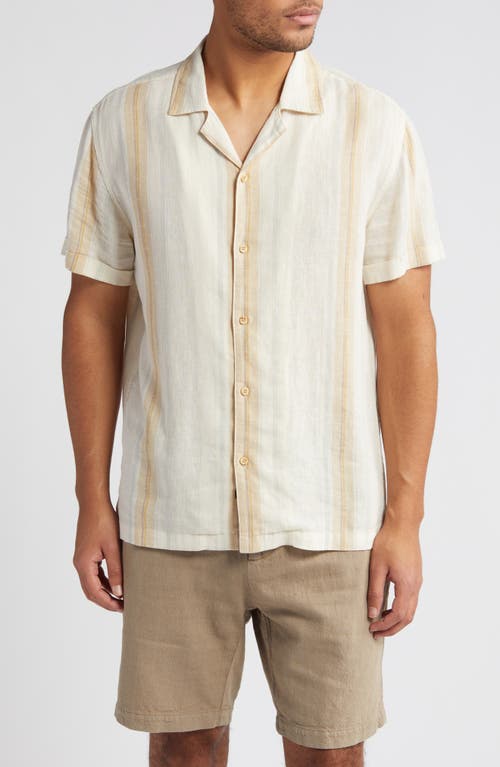 Rails Amalfi Stripe Short Sleeve Linen Blend Button-Up Shirt Farro Dove at Nordstrom,