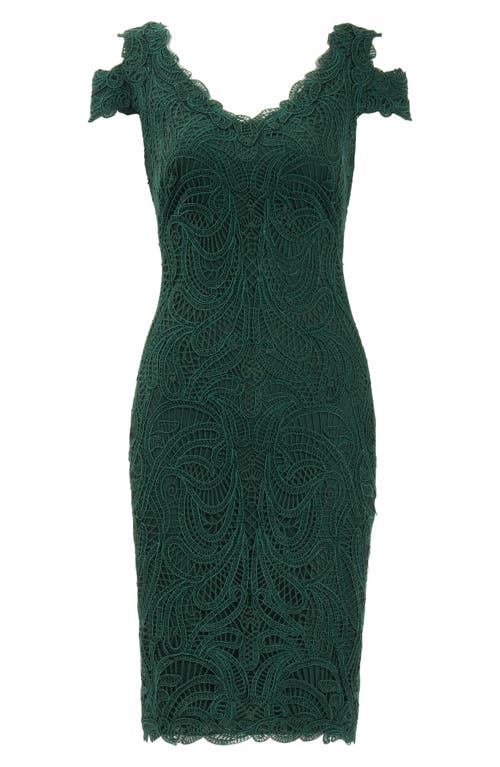 Shop Tadashi Shoji Cold Shoulder Lace Cocktail Dress In Seagrass