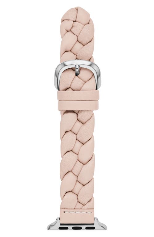 Kate Spade New York braided leather 20mm Apple Watch watchband in Blush at Nordstrom