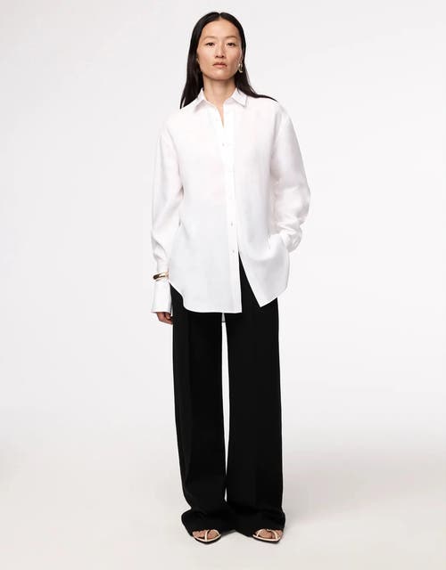 Another Tomorrow Linen Oversized Mens Shirt In White