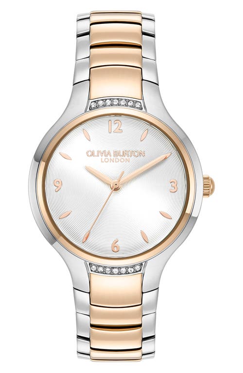 Olivia Burton Women's Lea Two-tone Stainless Steel Watch 34mm In Silver White