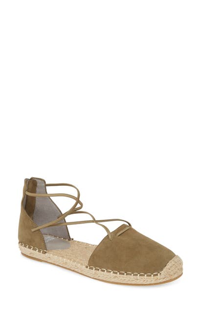 Eileen Fisher Lace Espadrille In Olivine Suede