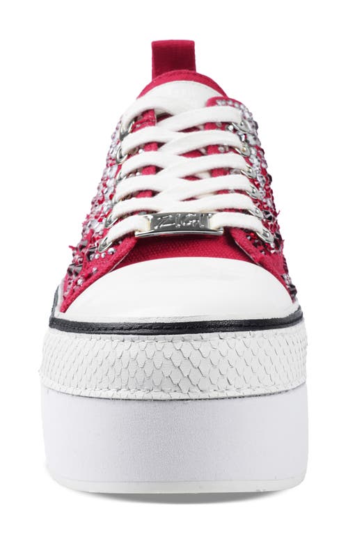 Shop Zigi Koralay Embellished Platform Sneaker In Red/multi