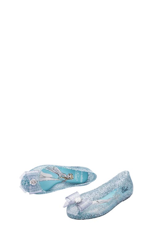 Shop Melissa Mini  Sweet Love Disney Princess Flat In Glitter Blue/blue