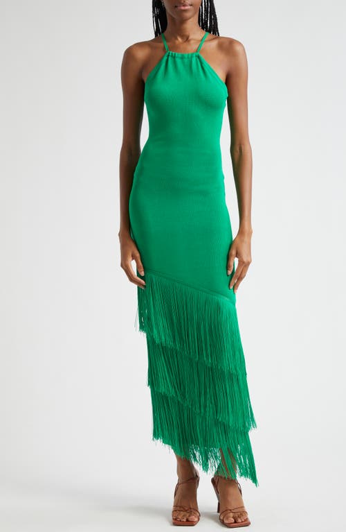 Lokoja Sleeveless Fringe Hem Dress in Green