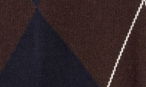 Shop Officine Generale Officine Générale Manolo Argyle Wool V-neck Sweater In Coffee/navy