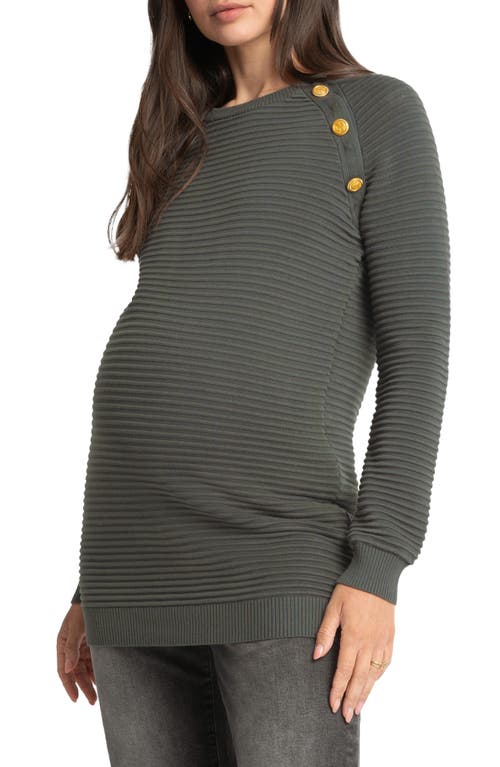 Seraphine Amalia Ripple Stitch Maternity + Nursing Sweater In Khaki In Light/pastel Brown