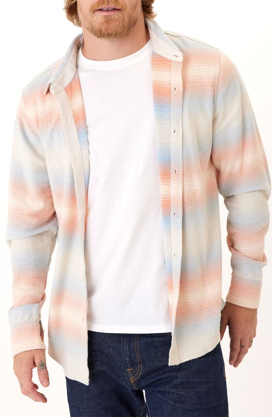 Threads 4 Thought Mika Stripe Button-up Overshirt In Bermuda Stripe Firefly
