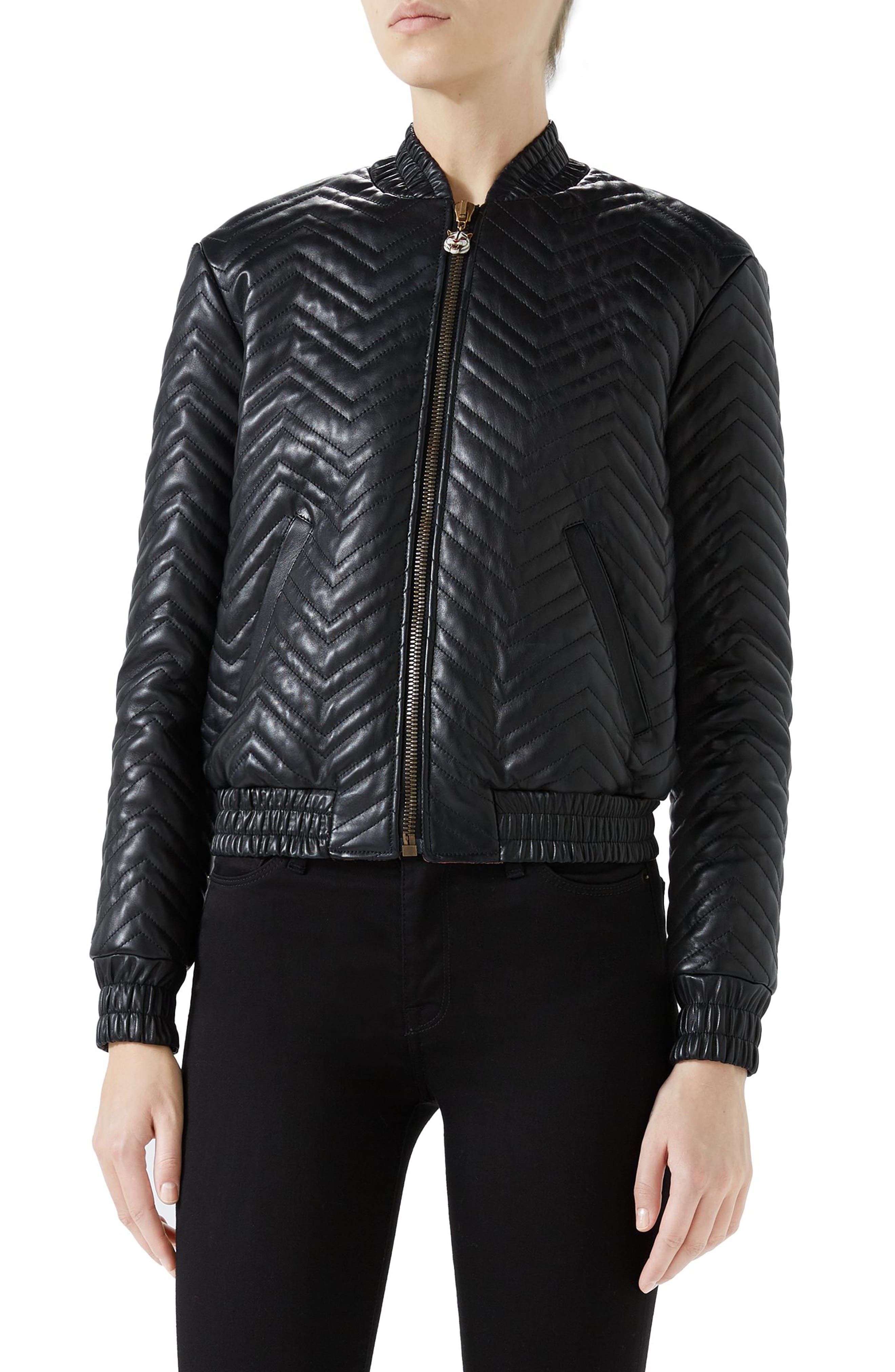 Gucci Quilted Leather Bomber Jacket Nordstrom