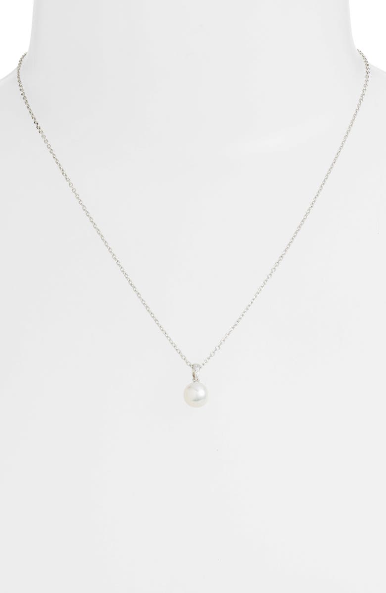 Mikimoto Genuine Pearl Pendant Necklace, Alternate, color, White Gold/ Pearl
