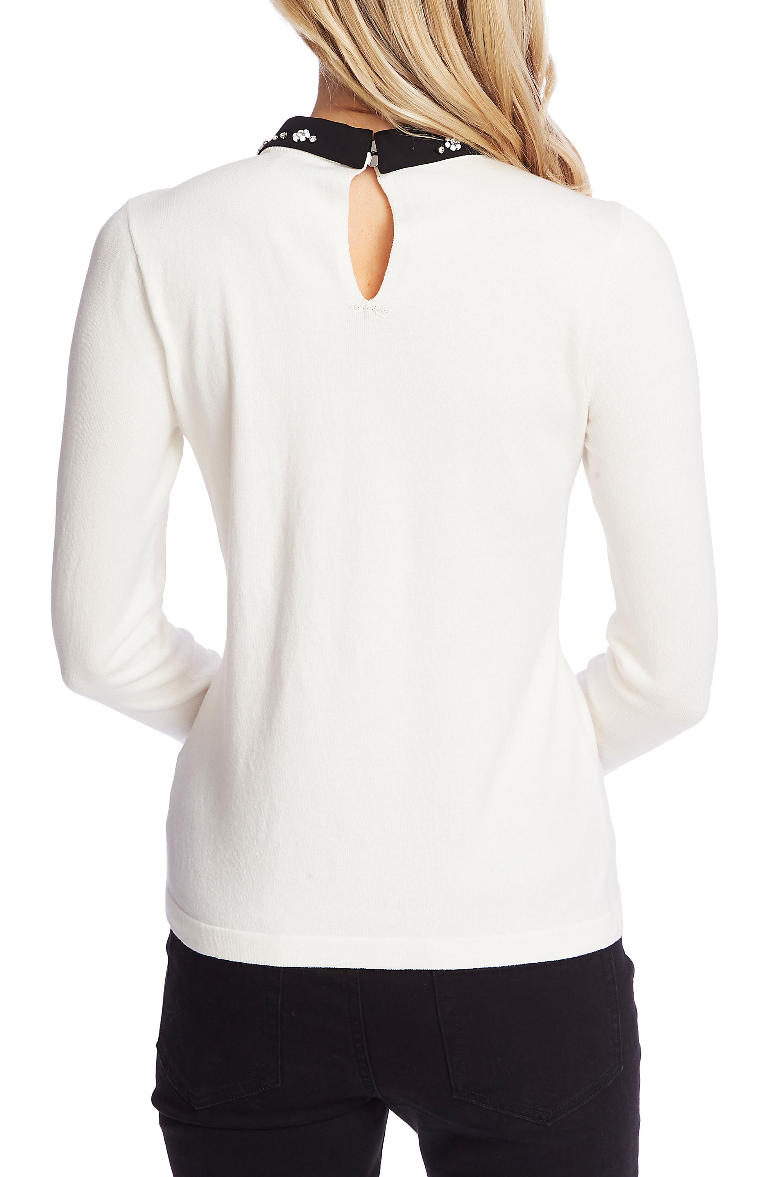 cece embellished collar sweater