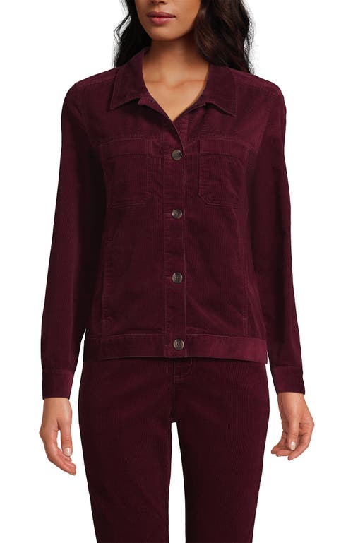 Shop Lands' End Corduroy Cropped Button Front Jacket In Rich Burgundy