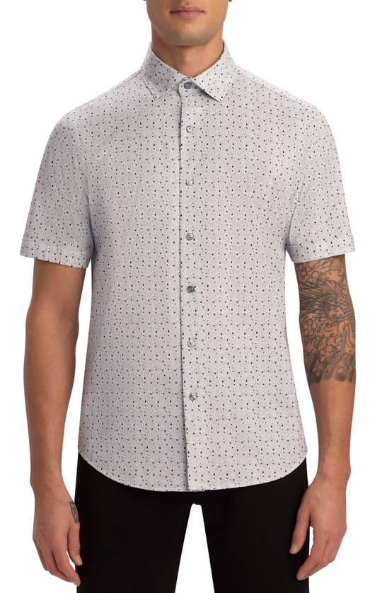 Bugatchi Ooohcotton® Short Sleeve Button-up Shirt In Platinum