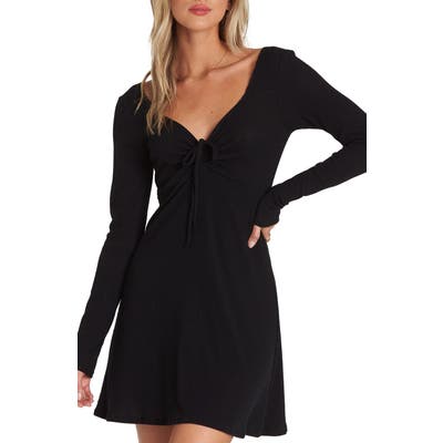 Billabong Walk Away Long Sleeve Minidress, Black
