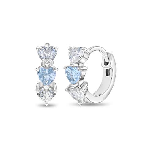 In Season Jewelry Cascading Cubic Zirconia Heart Hoop In Light Blue