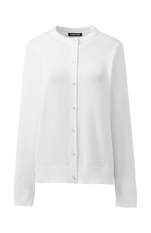 Lands' End School Uniform Young Cotton Modal Cardigan Sweater In White