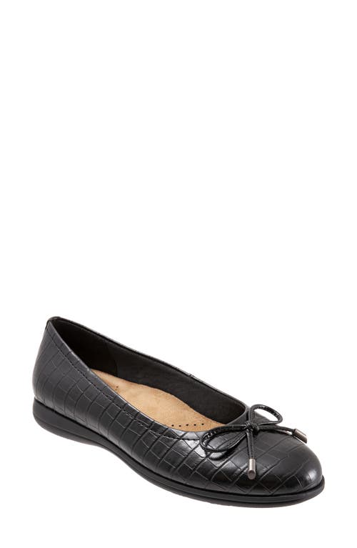 Trotters Dellis Ballet Flat Black Croc Print Leather at Nordstrom,