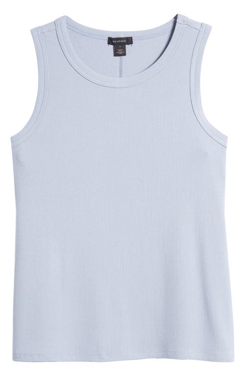 halogen(r) Fitted Ribbed Tank Top in Blue Slate